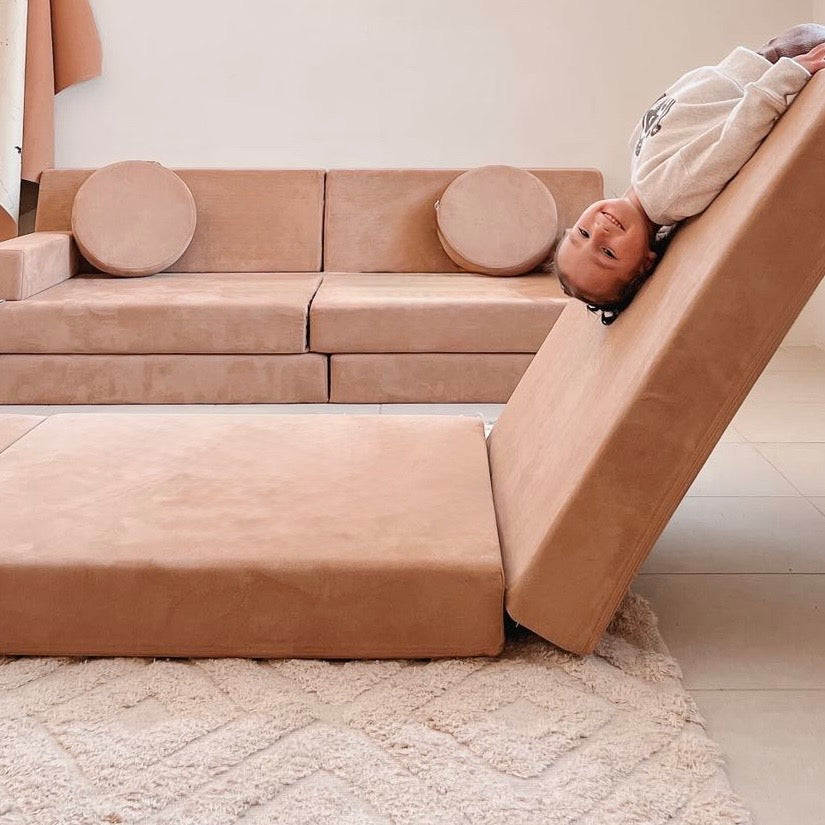 Gingerbread Play Couch in Microsuede