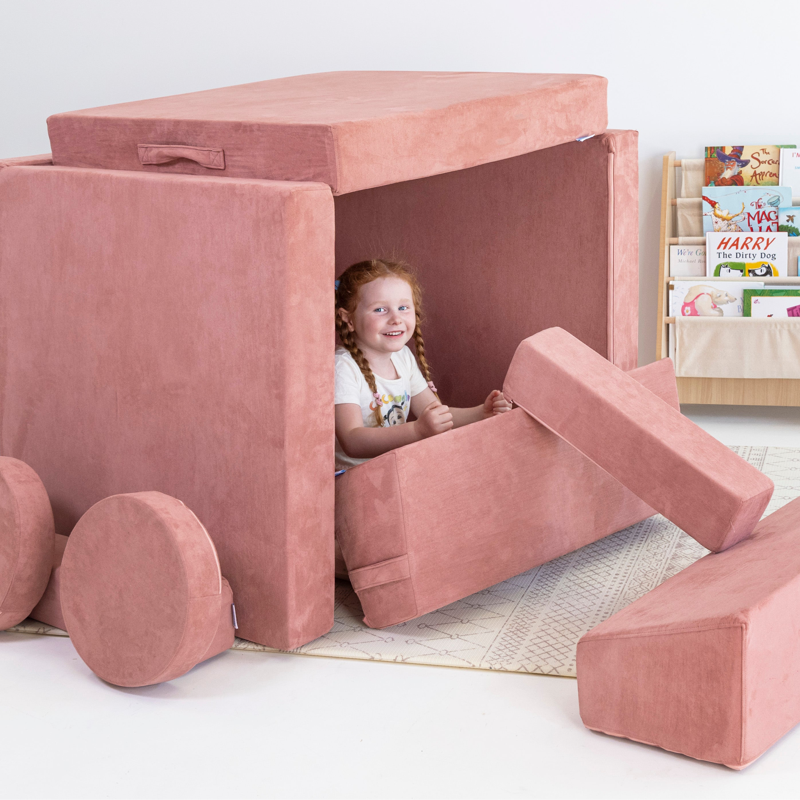 Blush Play Couch in Microsuede