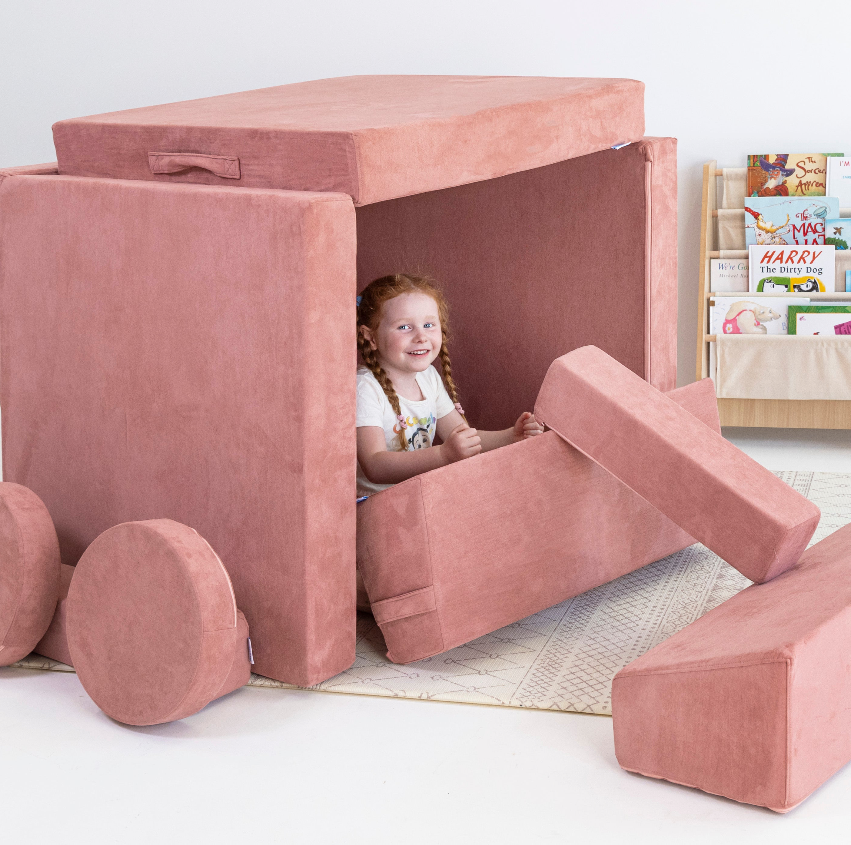 Blush Play Couch in Microsuede