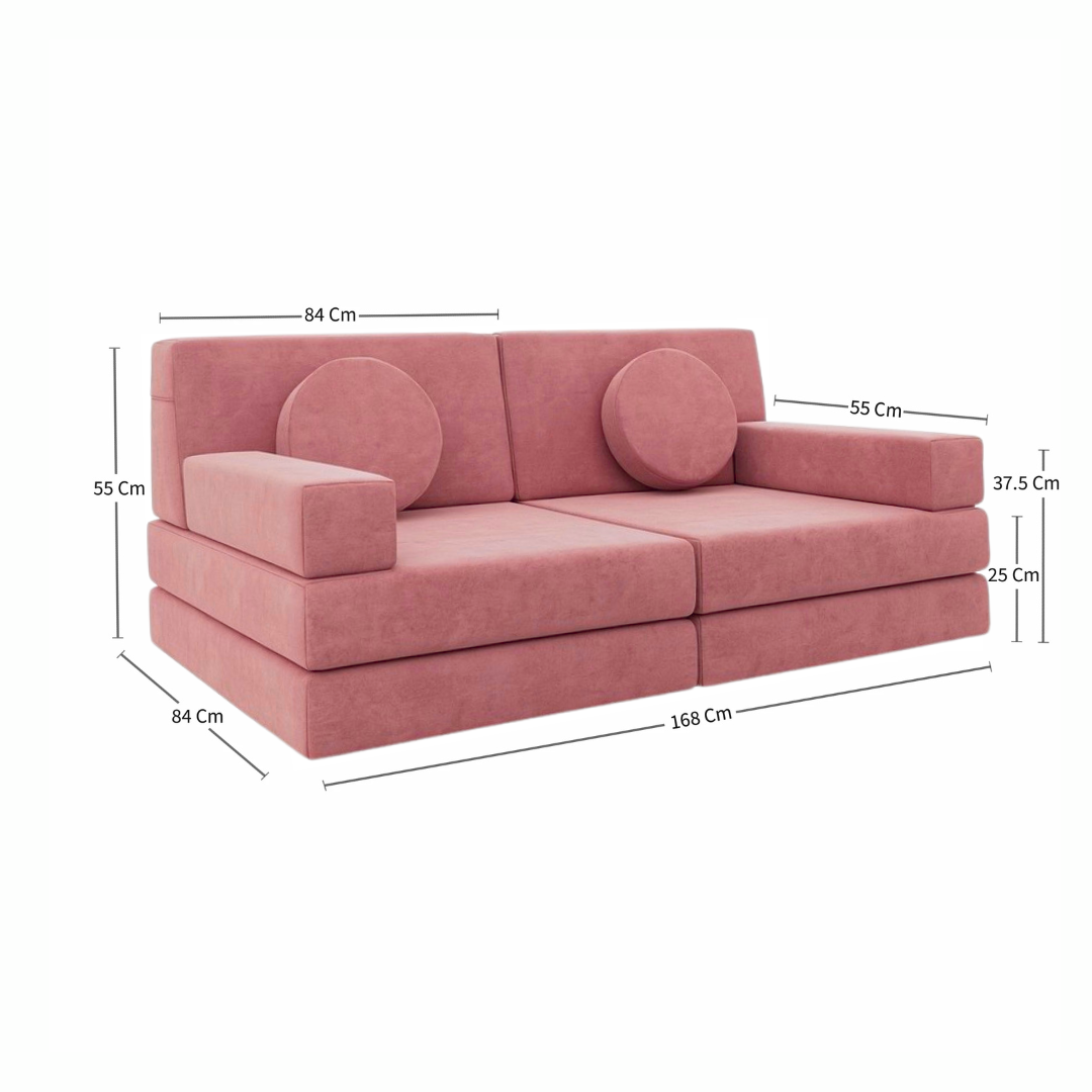 Blush Play Couch in Microsuede