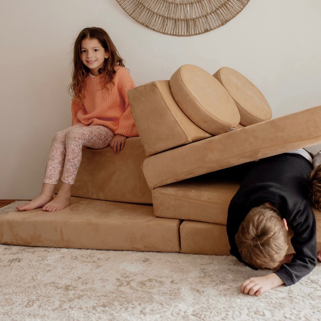 Gingerbread Play Couch in Microsuede