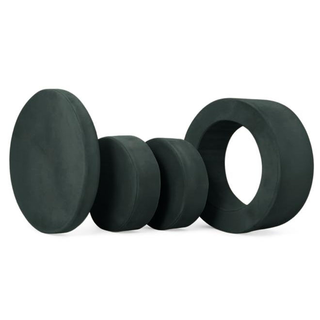 Whottie play ottoman in dark green stacked pieces with hollow ring – modular children’s play furniture