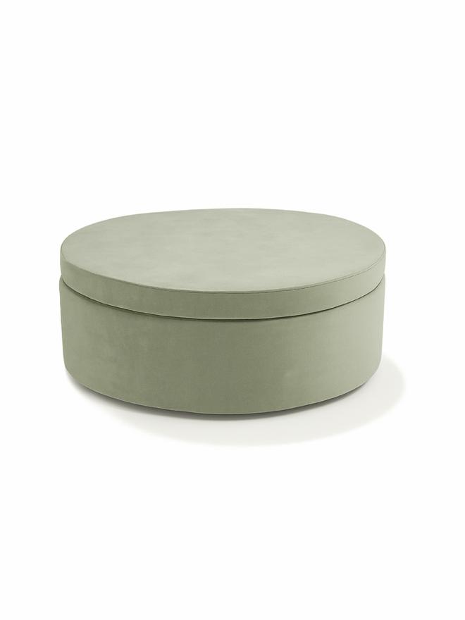 Single Whottie play ottoman in sage green – children’s play furniture piece 