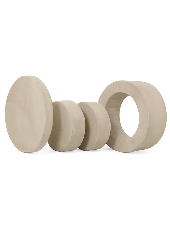Dark beige Oat Whottie play ottoman stacked with ring piece – modular kids play furniture
