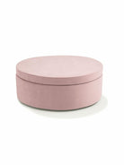 Single light pink Whottie play ottoman in closed position – children’s play furniture 
